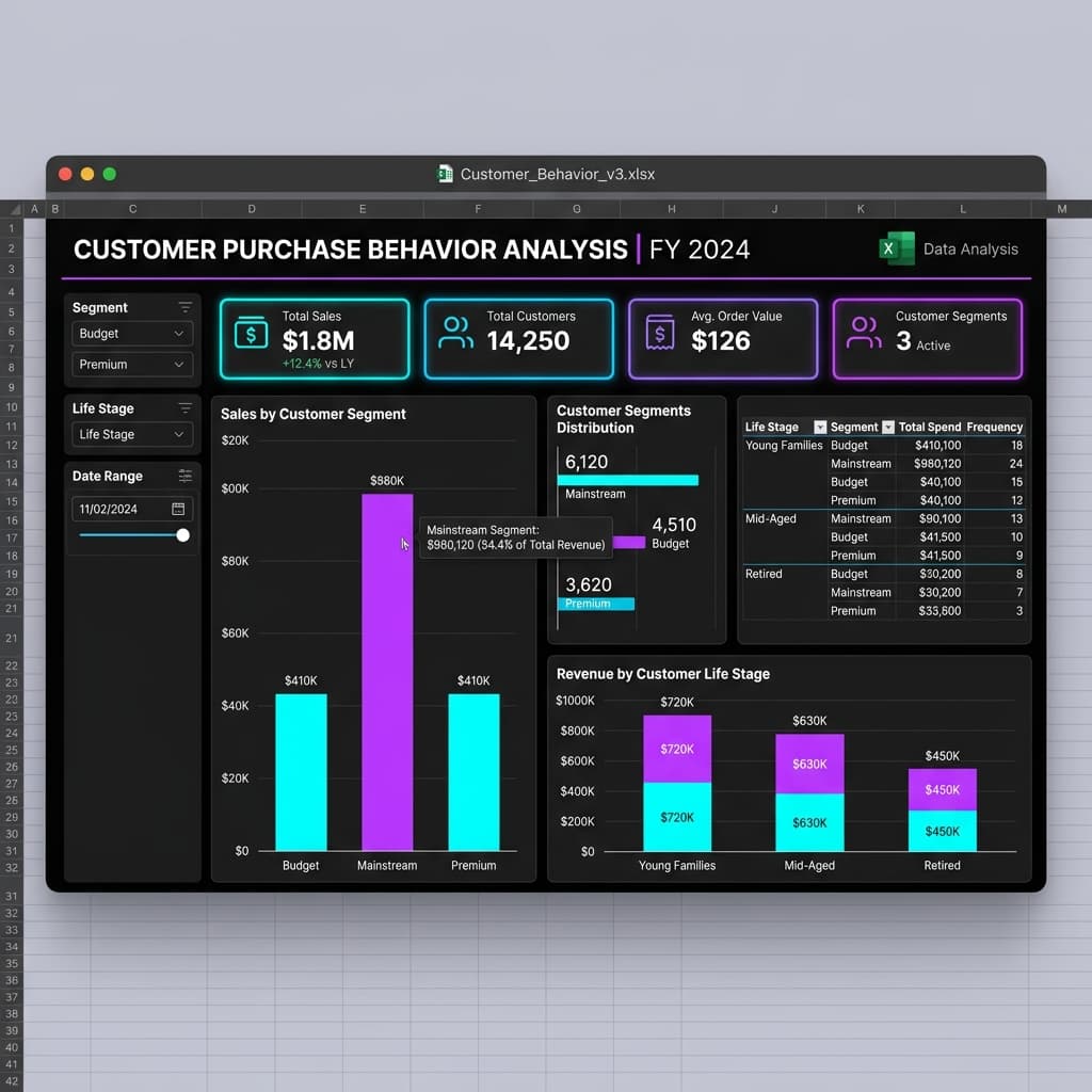 Customer Purchase Behaviour Analysis using Microsoft Excel